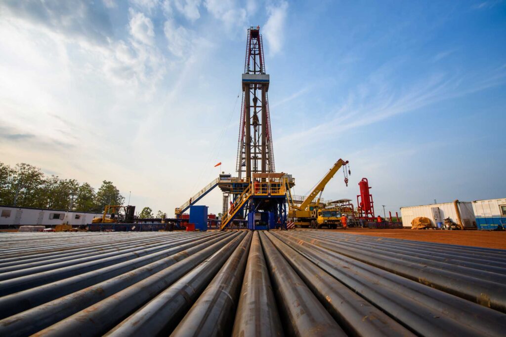 Oil drilling platform. Chemicals for the oil and gas industries.