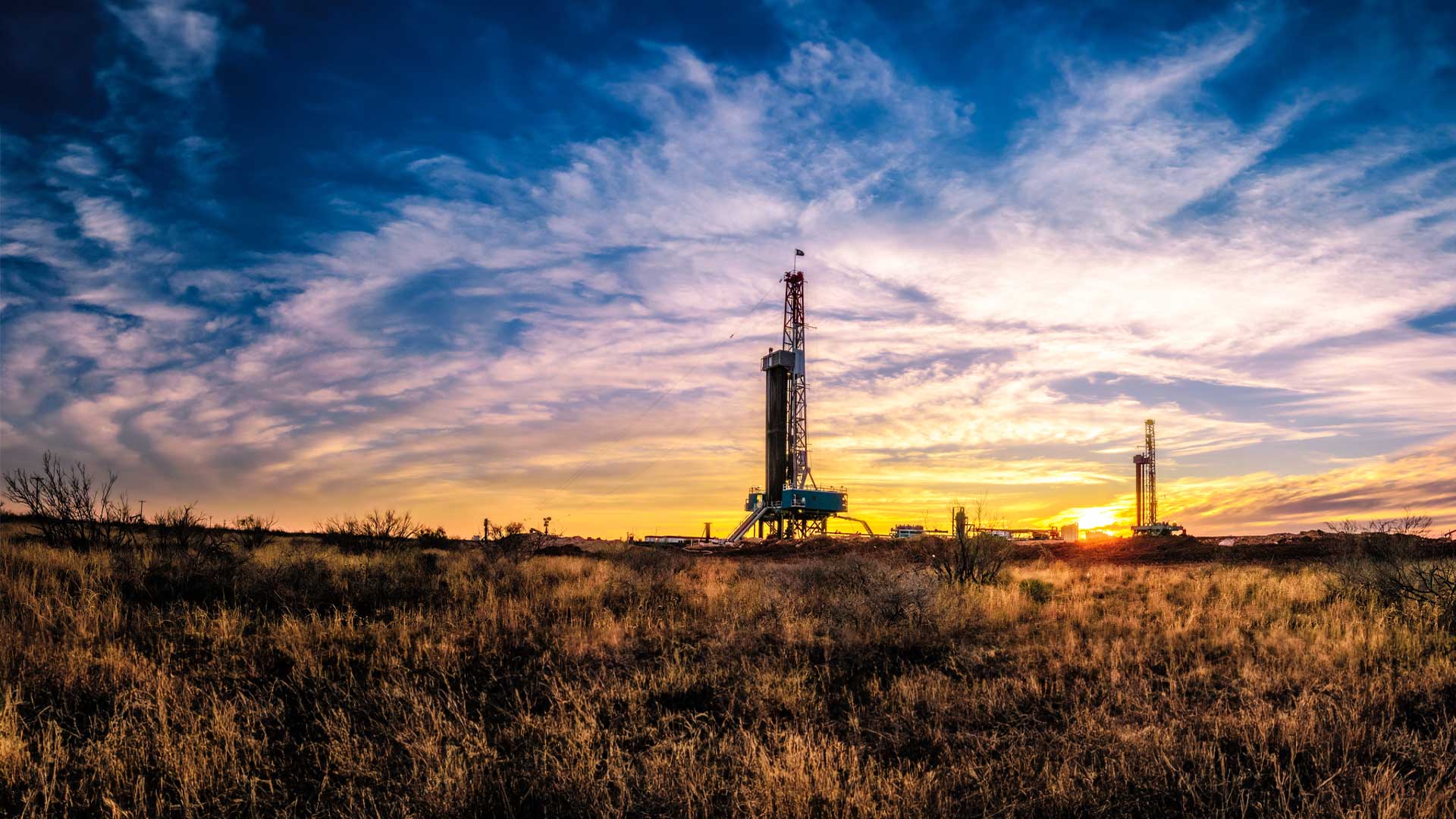 Oil drilling platform. Chemicals for the oil and gas industries.